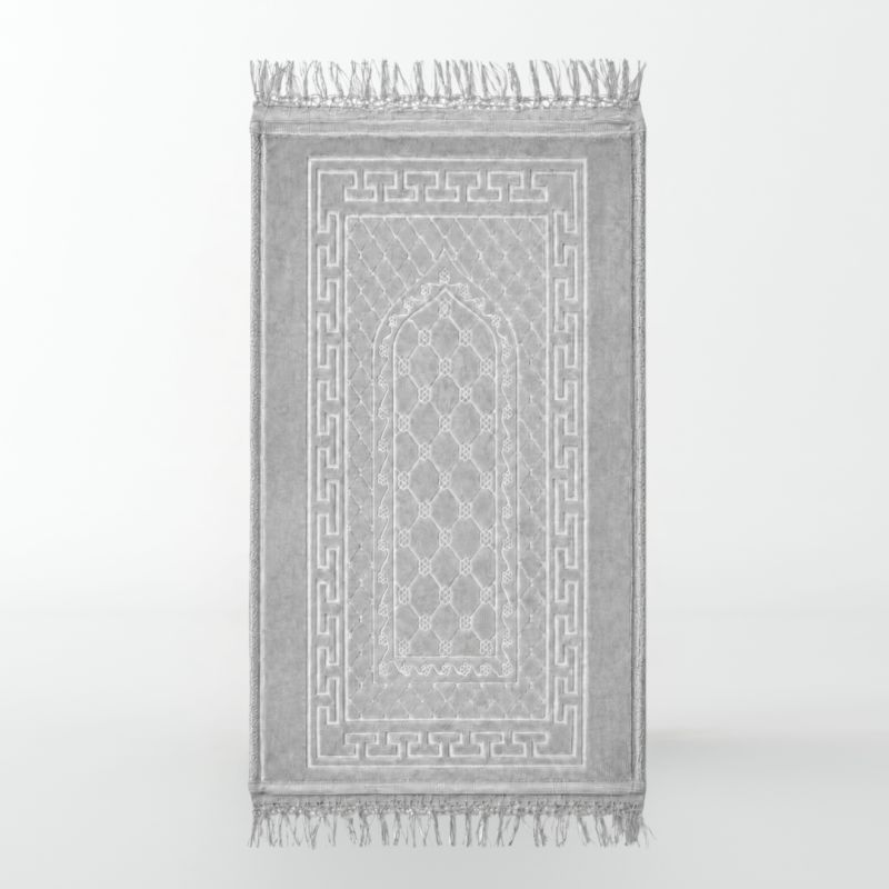 Tapis Enfant de Prière avec Motif Mirhab - Gris Clair - Molletonné, Épais et Très Doux - Confortable et Anti-Dérapant - 42 x 80