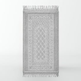 Tapis Enfant de Prière avec Motif Mirhab - Gris Clair - Molletonné, Épais et Très Doux - Confortable et Anti-Dérapant - 42 x 80