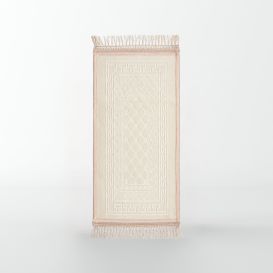 Tapis de Prière pour Enfant avec Motif Mirhab Blanc Nacré - Doux, Épais et Anti-Dérapant - Dimension 42 x 80 cm