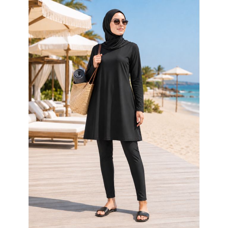 Burkini Femme 3 Pièces avec Tunique Évasée