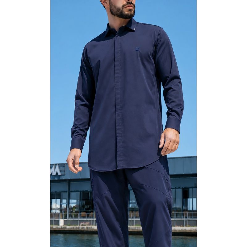 Chemise Zippée Qaba'il Design à Manches Longues