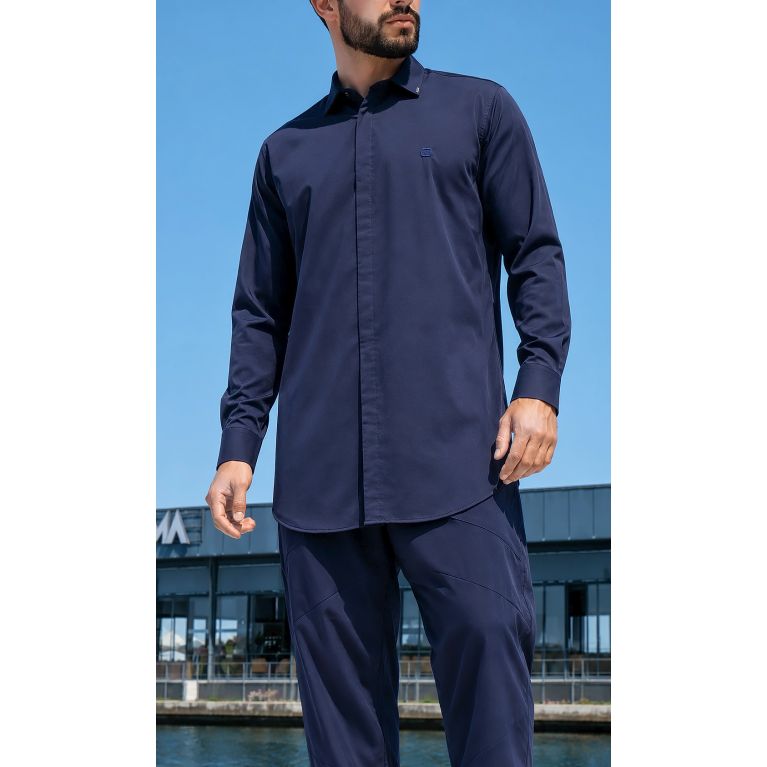 Qaba'il Concealed-Zip Long-Sleeve Shirt