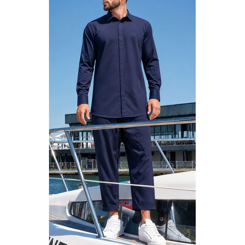 Qaba'il Concealed-Zip Long-Sleeve Shirt