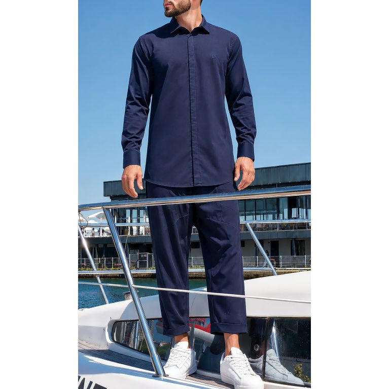 Qaba'il Concealed-Zip Long-Sleeve Shirt