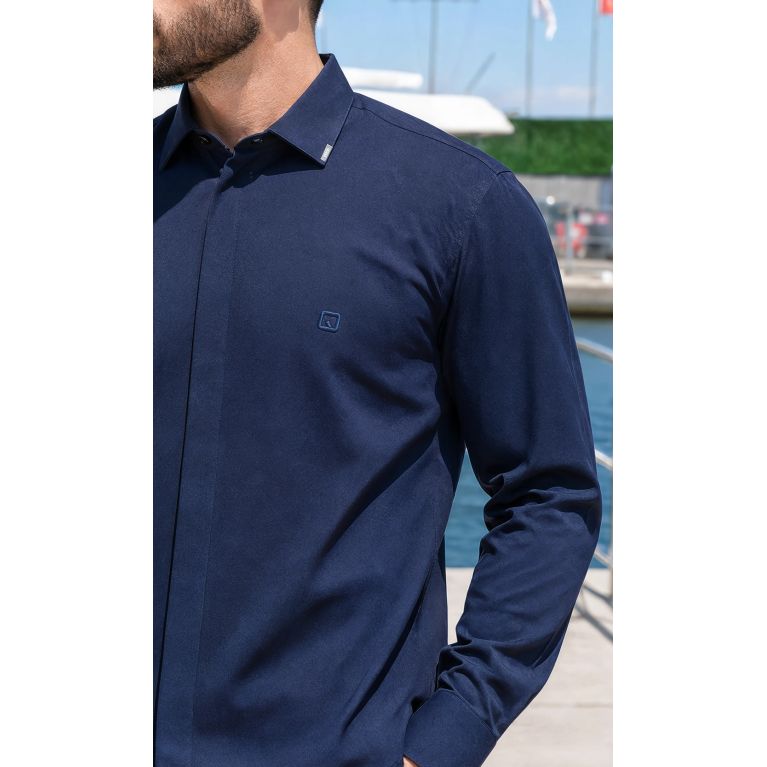 Qaba'il Concealed-Zip Long-Sleeve Shirt