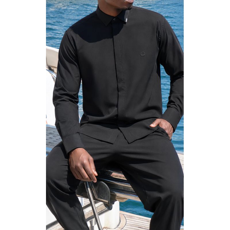 Chemise Zippée Qaba'il Design à Manches Longues