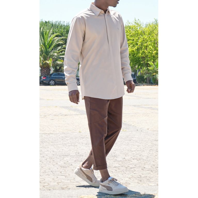 Qaba'il Concealed-Zip Long-Sleeve Shirt
