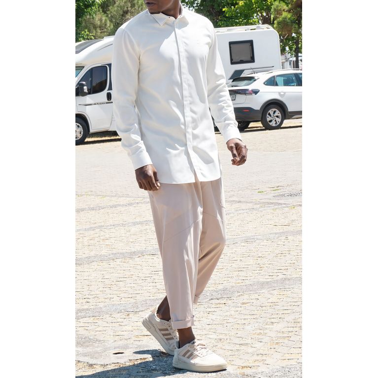 Chemise Zippée Qaba'il Design à Manches Longues