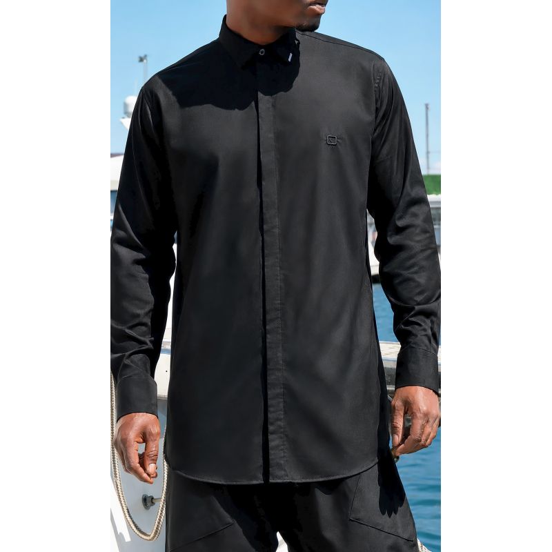 Qaba'il Concealed-Zip Long-Sleeve Shirt