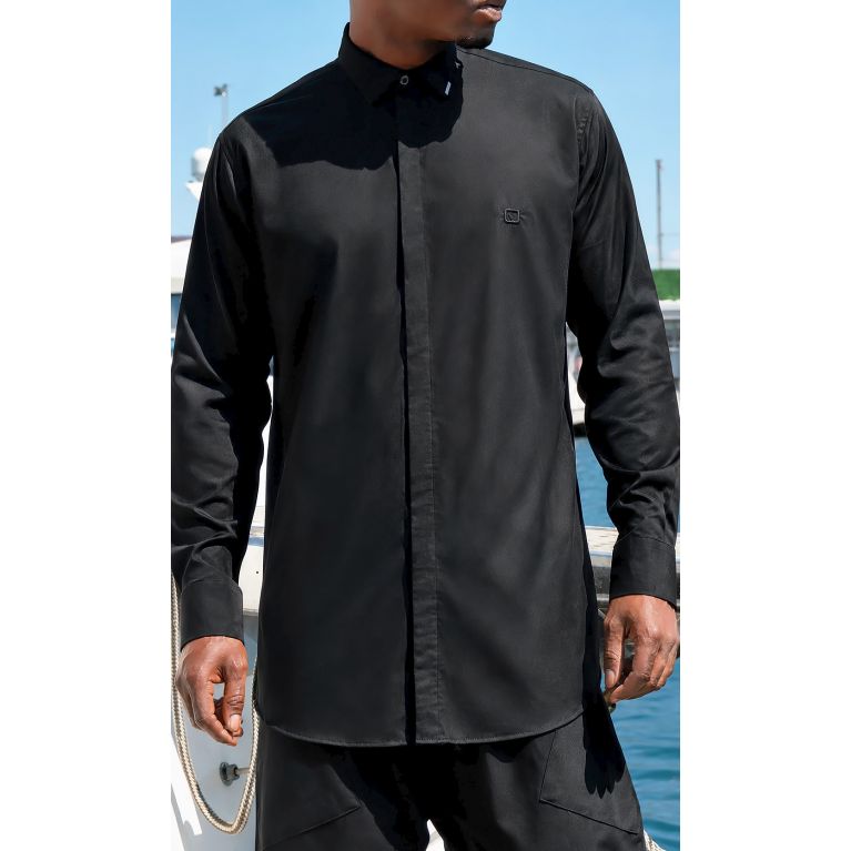 Chemise Zippée Qaba'il Design à Manches Longues