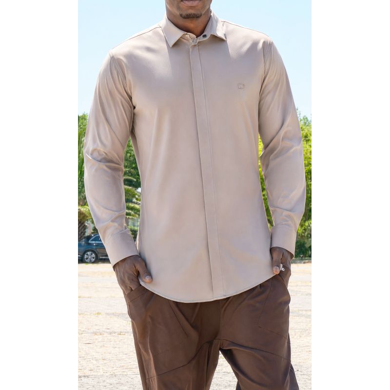 Chemise Zippée Qaba'il Design à Manches Longues