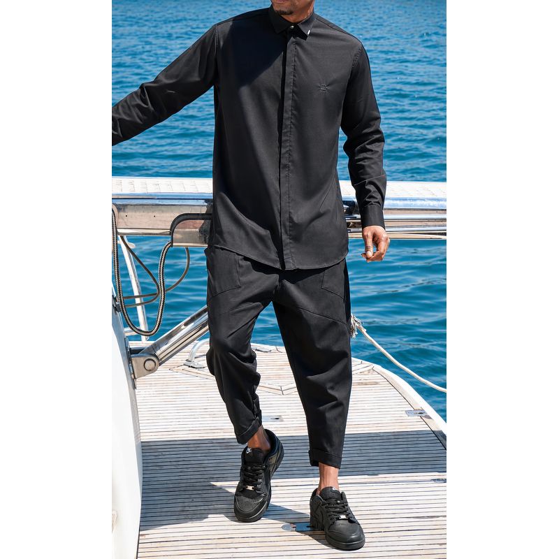 Chemise Zippée Qaba'il Design à Manches Longues