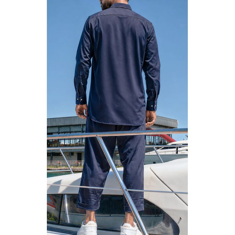 Chemise Zippée Qaba'il Design à Manches Longues