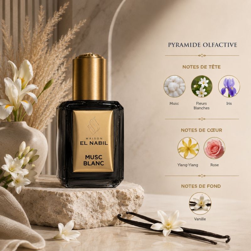 Musc Blanc - Parfum : Mixte - Extrait de Parfum Sans Alcool - El Nabil - 5 ml