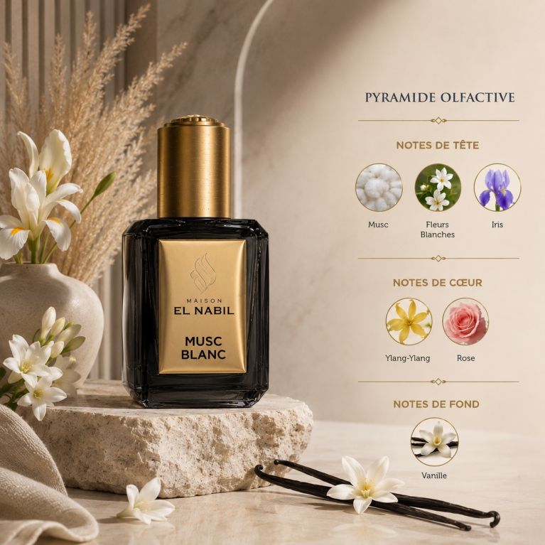 Musc Blanc - Parfum : Mixte - Extrait de Parfum Sans Alcool - El Nabil - 5 ml