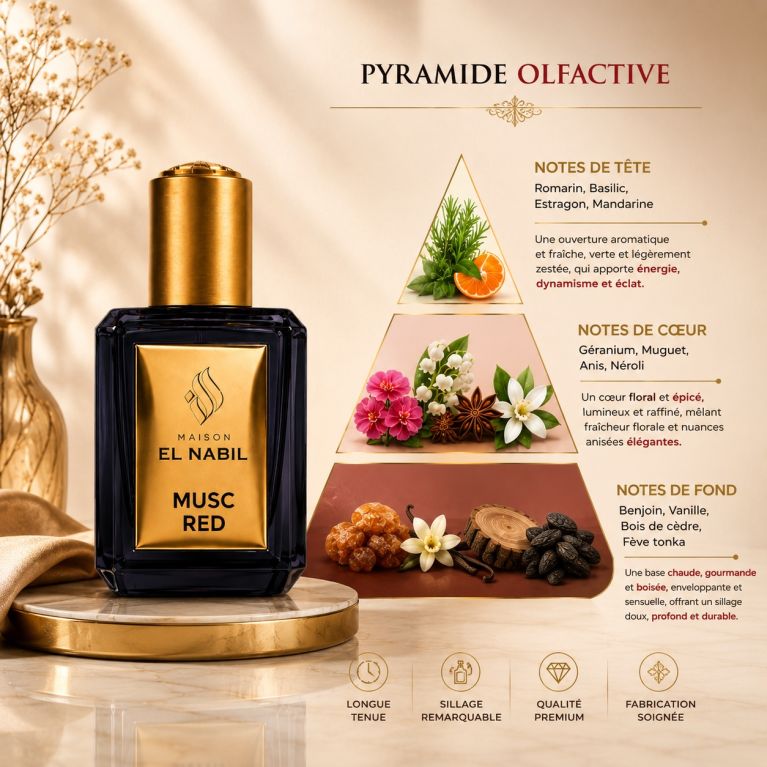 MUSC RED - Parfum : Mixte - Extrait de Parfum Sans Alcool - El Nabil - 5 ml 