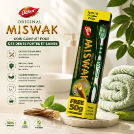 Dentifrice MISWAK 120g + 50g gratuit avec brosse à dents - Laboratoire Dabur