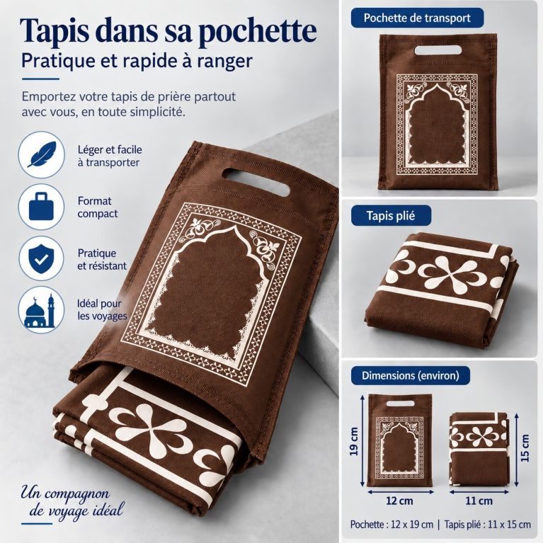 Portable Prayer Mat with Carry Pouch – 58 x 108 cm