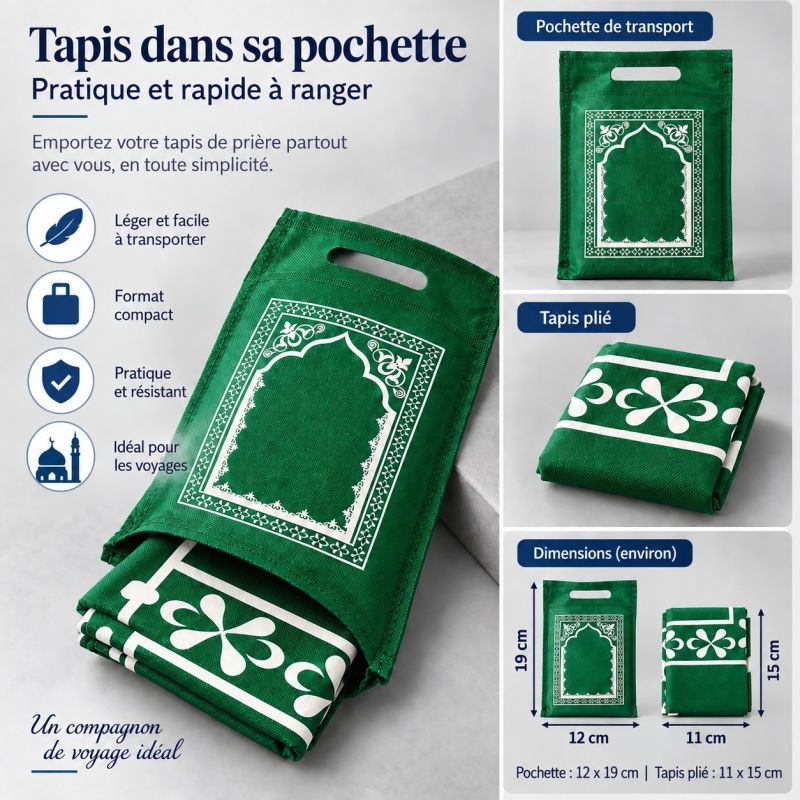 Portable Prayer Mat with Carry Pouch – 58 x 108 cm