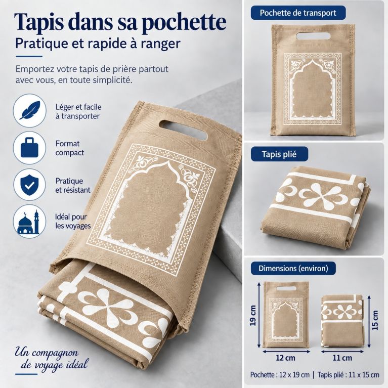 Portable Prayer Mat with Carry Pouch – 58 x 108 cm