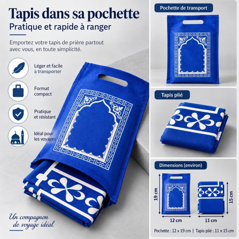 Portable Prayer Mat with Carry Pouch – 58 x 108 cm