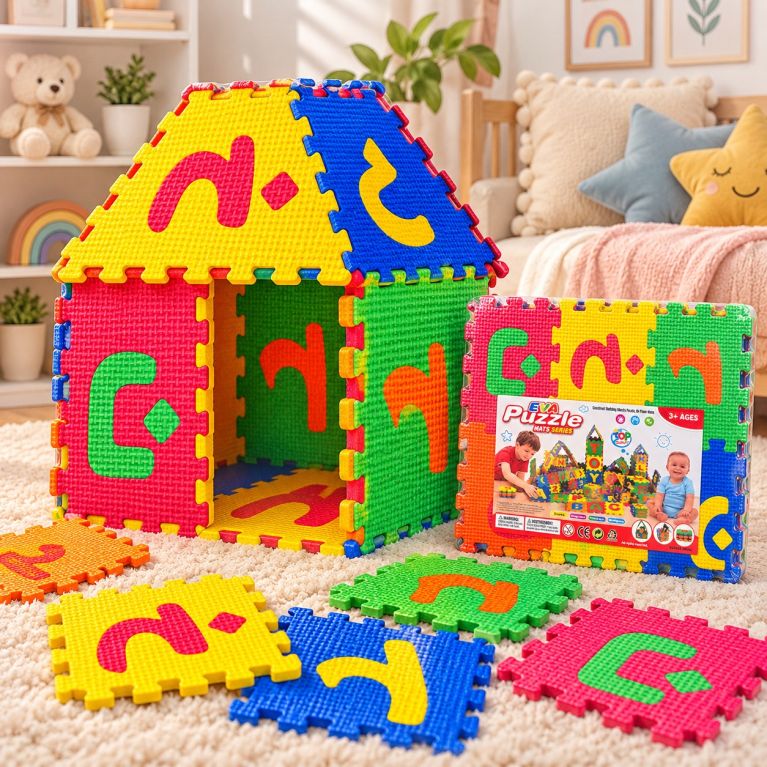 Puzzle mousse alphabet arabe pour enfant – 36 pièces de 14 x 14 cm