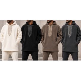 Hoodie Etniz Oversized Polaire Brodé à Capuche – Qaba'il W27