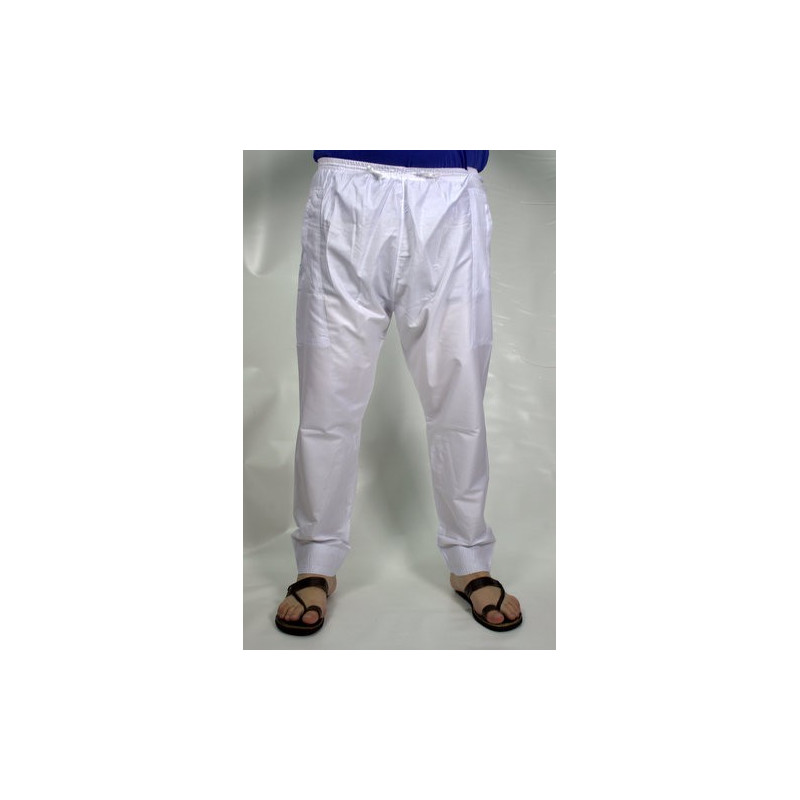 Pantalon Afaq - Sirwal Blanc - Tissu Coton - Coupe Droite - 2634 Pantalon Afaq - Sirwal Blanc - Tissu Coton - Coupe Droite - 2634