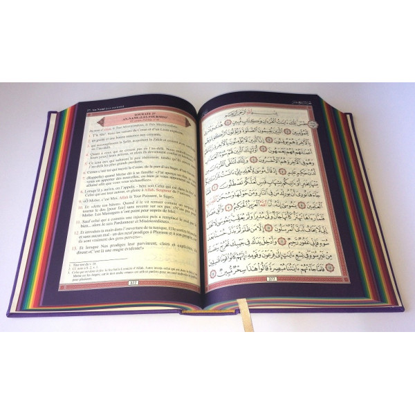Combien De Pages Contient Le Coran Le Noble Coran Violet - Couverture Daim - Pages En Couleur Arc-En-Ciel