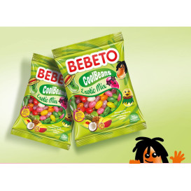 Bonbons Cool Beans - Tropical Mix - Fabriqué avec du Vrai Jus de Fruit - Bebeto - Halal - Sachet 60gr