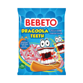 Bonbons Dracoola Teeth - Fabriqué avec du Vrai Jus de Fruit - Bebeto - Halal - Sachet 80gr
