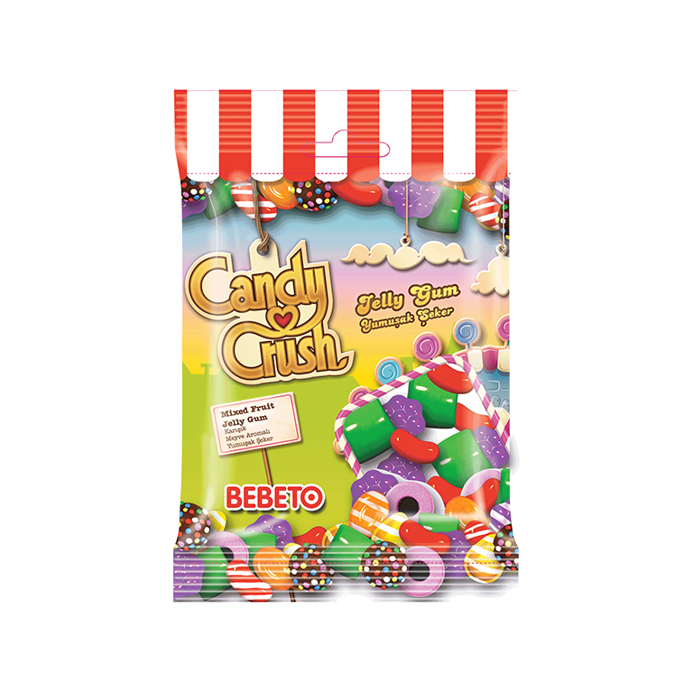 Bonbons Candy Crush - Saveur de Fruit Mélangé - Bebeto - Halal - Sachet 80gr