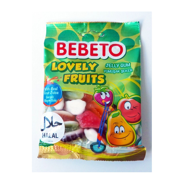 Bonbons Lovely Fruits - Fabriqué avec du Vrai Jus de Fruit - Bebeto - Halal - Sachet 80gr