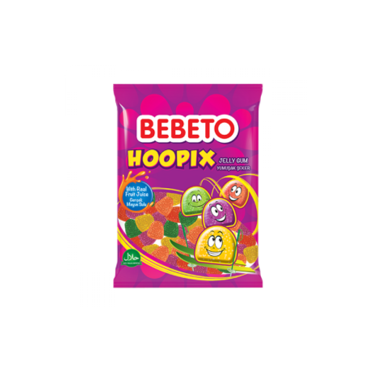 Bonbons Hoopix - Fabriqué avec du Vrai Jus de Fruit - Bebeto - Halal - Sachet 80gr