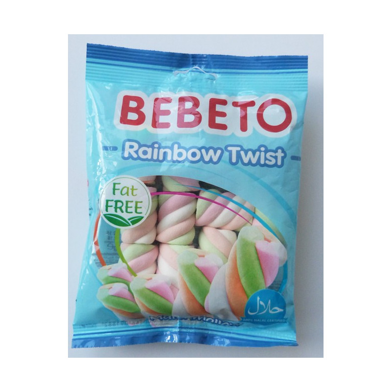 Bonbons Marshmallow - Rainbaw Twist - Sans Gras - Bebeto - Halal - Sachet 60gr