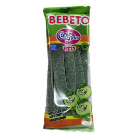 Bonbons Candy Stiks - Fizzy Pomme - Végétarien - Fabriqué avec du Vrai Jus de Fruit - Bebeto - Halal - Sachet 180gr