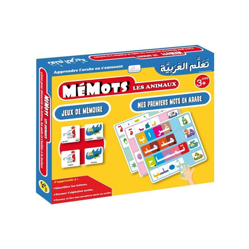 Mémots Les Animaux - Jeux de Mémoire - Mes Premiers Mots en Arabe - Osratouna - A partir de 3 ans